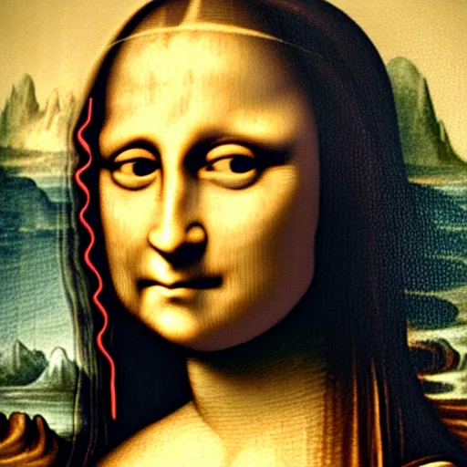 Prompt: scary Mona Lisa, horror, scary, ominous, terrifying, Mona Lisa, painting of skeleton Mona Lisa, skulls, flowers, 8k, digital art , trending on artstation