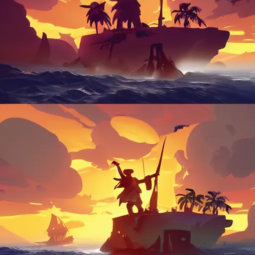 Image similar to painting treasure on sea of thieves game smooth median photoshop filter cutout vector, behance hd by jesper ejsing, by rhads, makoto shinkai and lois van baarle, ilya kuvshinov, rossdraws global illumination