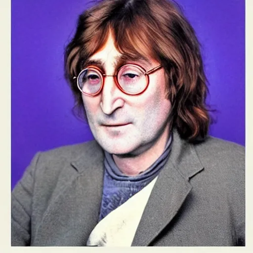 Image similar to A colored colorized photograph of old John Lennon as an old man in his eighties with short hair in the 2010s, John Lennon, taken in the late 2010s, taken on a 2010s Camera, realistic, hyperrealistic, very realistic, highly detailed, very detailed, extremely detailed, detailed, digital art, trending on artstation, headshot and bodyshot, detailed face, very detailed face, very detailed face, real, real world