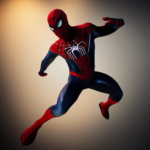 Prompt: black spider - man suit with gold web lining, cinematic, volumetric lighting, realistic, hyperdetailed, photorealistic, photograph