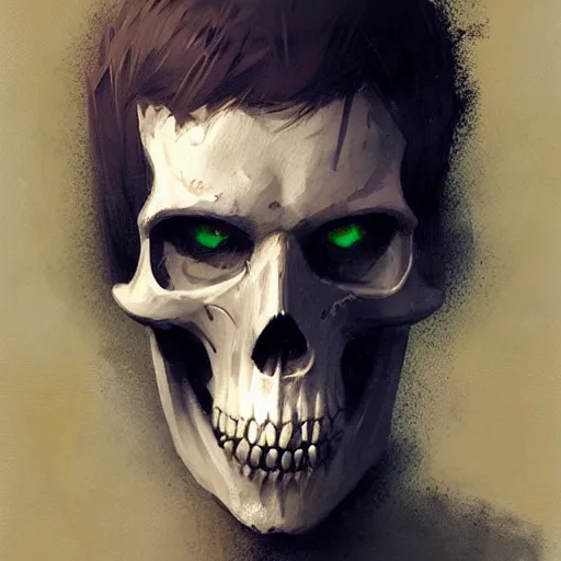 Prompt: portrait of character with a skull nose where his nose is supposed to be, by Greg rutkowski