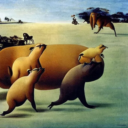 Image similar to capybaras, by salvador dali,