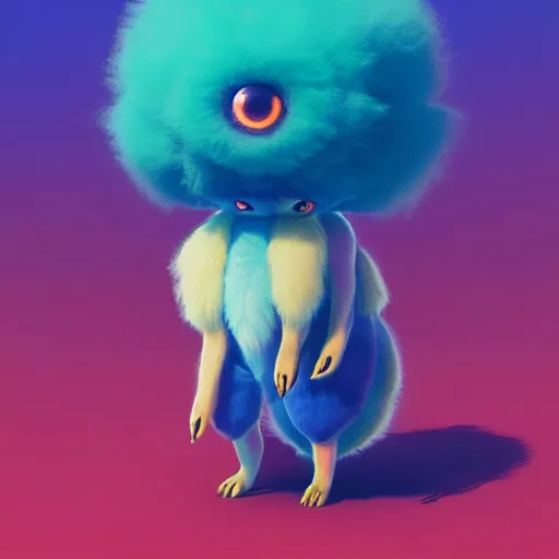 Image similar to a fluffy pokemon:: by guillermo del toro and Martine Johanna and Simon Stålenhag and Chie Yoshii frank Lloyd Wright:: dynamic, particulate, pastel colors, intricate, elegant, highly detailed, centered, artstation, smooth, sharp focus, octane render, 3d