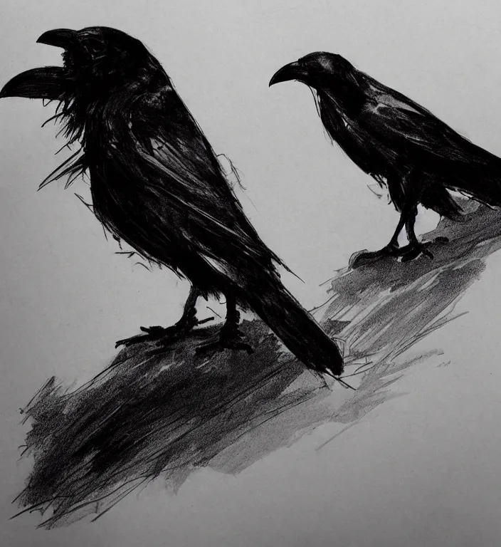 Image similar to beautiful aesthetic inspirational masterful professional ink pen liner sketch of a raven bird posing, marvel style, concept art, fine details, trending on artstation, high quality paper, instagram photo