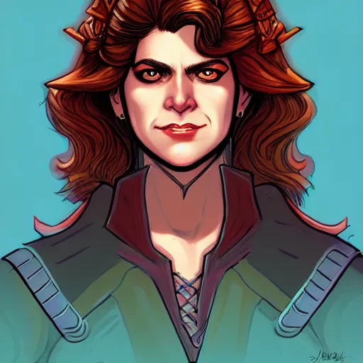 Image similar to a fantasy comic - style full portrait of an archer who looks like gilda radner, digital illustration by ken taylor and sana takeda and jenny frison, character design, concept art, fine inking lines, vivid colors, dnd, highly detailed!, hd, 4 k, trending on artstation