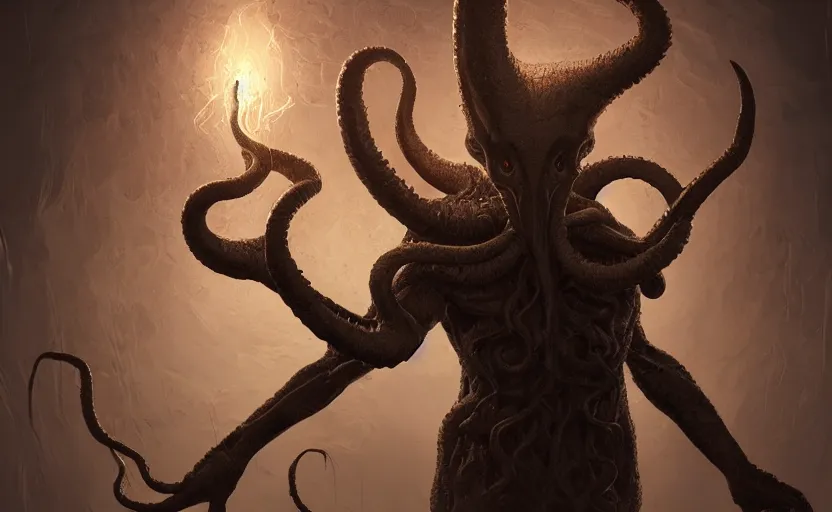 Image similar to nyarlathotep, artstation hq, stylized, symmetry, modeled lighting, expressive, studio photo refined, highly detailed, hyper realistic, lovecraftian, necronomicon style