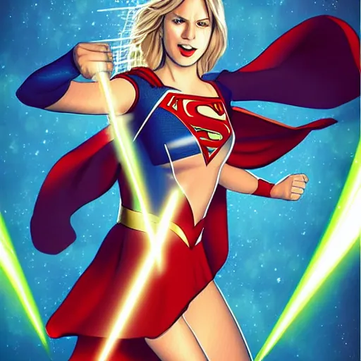 Image similar to supergirl shooting lasers out of her eyes