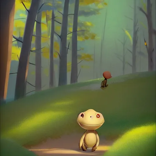 Image similar to Goro Fujita ilustration a cute cartoon turtle happily walking through the forest, painting by Goro Fujita, sharp focus, highly detailed, ArtStation