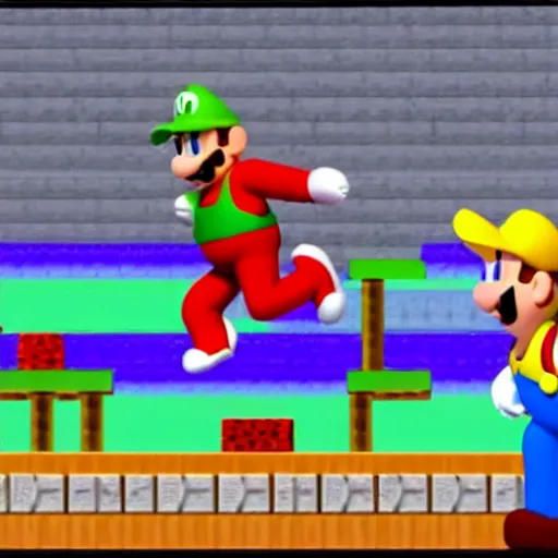 Prompt: a still of the eric andre show in 1 9 9 6 super mario 6 4 graphics