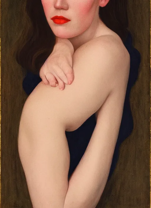 Image similar to portrait of young Jennifer Connelly by John Currin