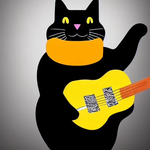 Image similar to A Hyperealistic black Cat with a body made out of cheese playing guitar.
