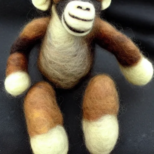 Prompt: a needle felted gorilla, needle felting art.