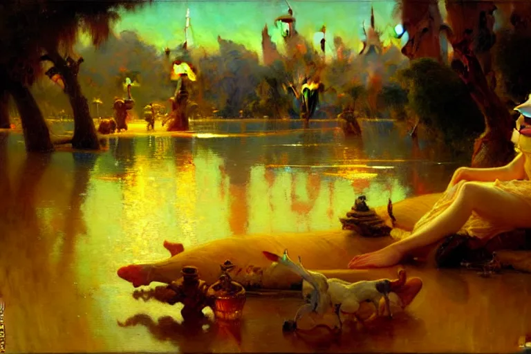 Image similar to lullaby surreal scenery, painting by gaston bussiere, craig mullins, j. c. leyendecker