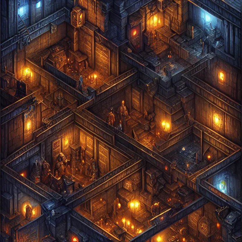 Image similar to isometric game area of a dark city from baldur's gate, game art, intricate details, ultra realistic, by art germ, by gerald brom, fantasypunk, amazing d & d art, trending cgsociety, artstation, sharp