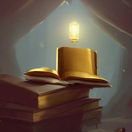 Prompt: a mysterious book with a golden quill on the, by roman shipunov, etienne hebinger, atey ghailan, cgsociety, cynical realism, fantasy art, 2 d game art