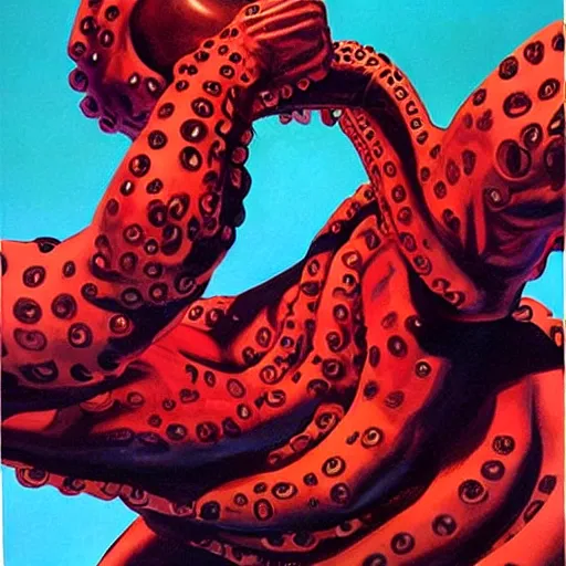 Image similar to alex ross painting of superhero octopus, 1 9 3 3