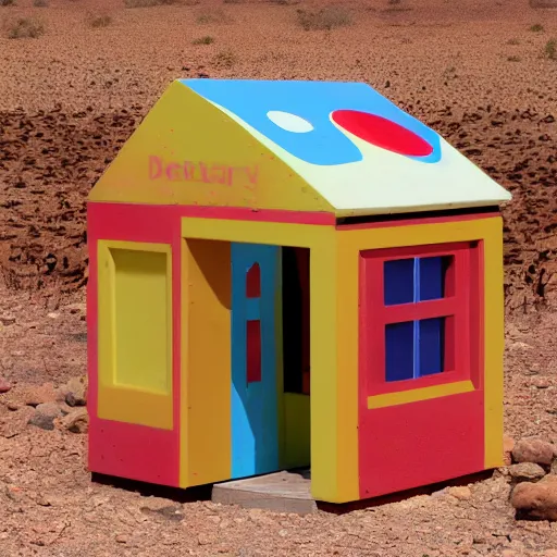 Prompt: baby toy house in the dessert, big scale