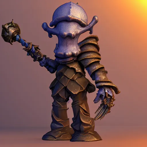 Prompt: squidward as a dark souls boss stylized stl fantasy miniature, 3 d render, activision blizzard style, hearthstone style
