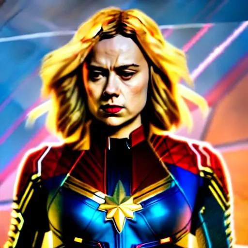 Image similar to film still of Scarlett Johansson as Captain Marvel in Captain Marvel