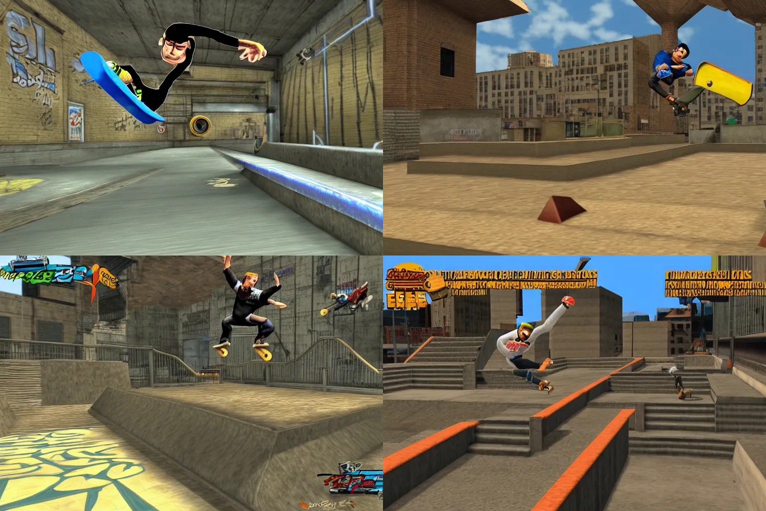 Prompt: super monkey skateboarding in tony hawk's pro skater 3, playstation 2 gameplay still