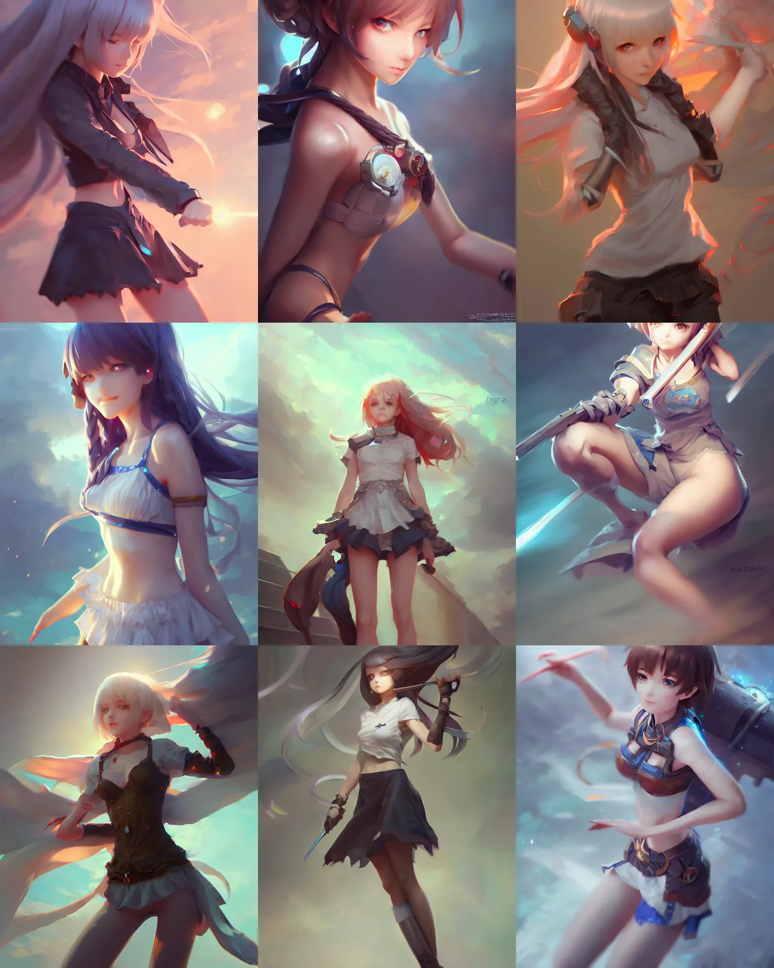 Prompt: a ( girl as personification of google ), digital art by krenz cushart, laurie greasly, wlop, artgerm, intricate, ( highly detailed figure ), sharp focus, smooth, epic composition, joyful, unreal engine