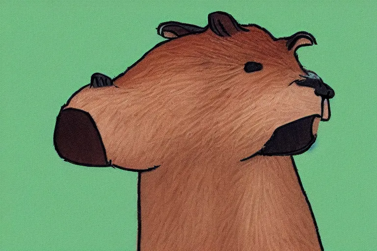 Image similar to a masterpiece illustration of a funny capybara for a sticker