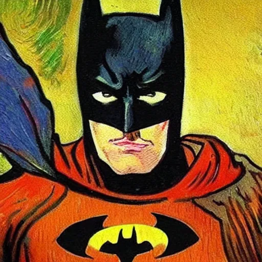 Image similar to a painting of batman by van gogh, art, trending on instagram