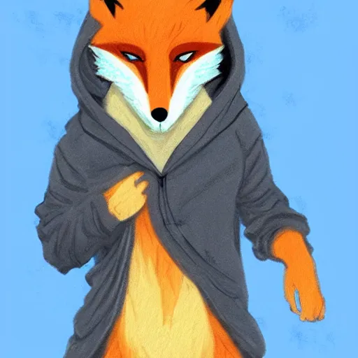 Prompt: fox wearing hoodie and pants, fursona furry art artstation