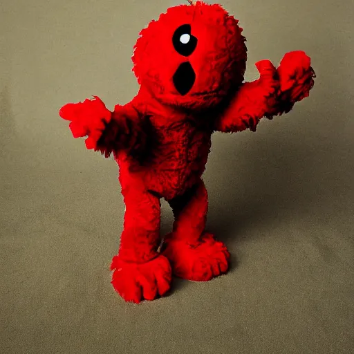 Image similar to realistic elmo in real life, photographed by trevor henderson