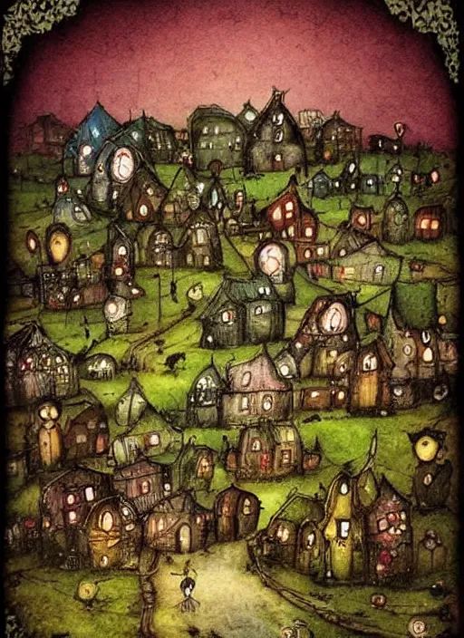 Prompt: a village by alexander jansson