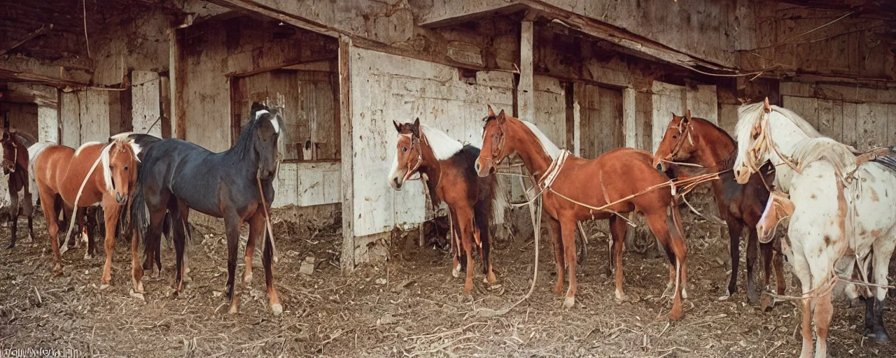 Image similar to horses eat spaghetti, world war 1, canon 5 0 mm, kodachrome, in the style of wes anderson, retro