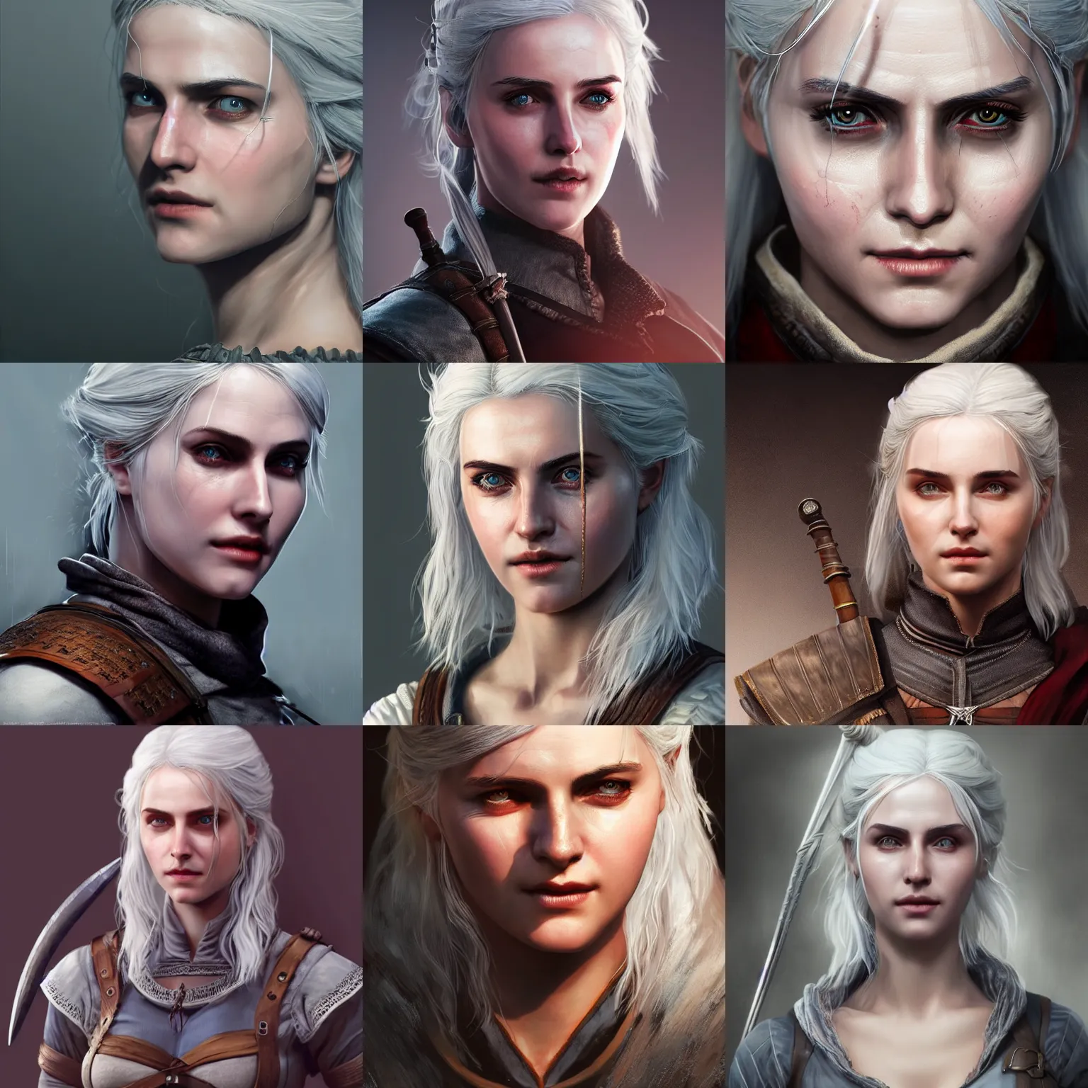 Prompt: hyperrealistic portrait model of ciri the witcher! 5 amazing details 8 k beautiful ultra realistic sharp focus cinematic lightning highly detailed, digital painting, artstation, concept art, smooth, sharp focus, in the style of jeehyung lee mirco cabbia, astor alexander