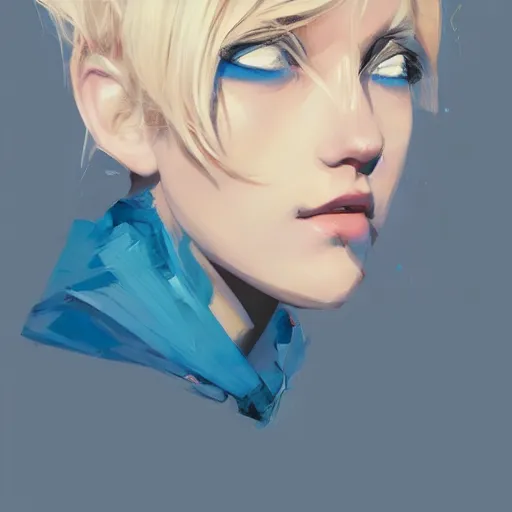 Image similar to Beautiful girl with a blond hair and blue eyes profile picture by Greg Rutkowski, asymmetrical, Organic Painting , Matte Painting, geometric shapes, hard edges, street art, trending on the artstation, realistic:2 by Sachin Teng:4, blur: -4