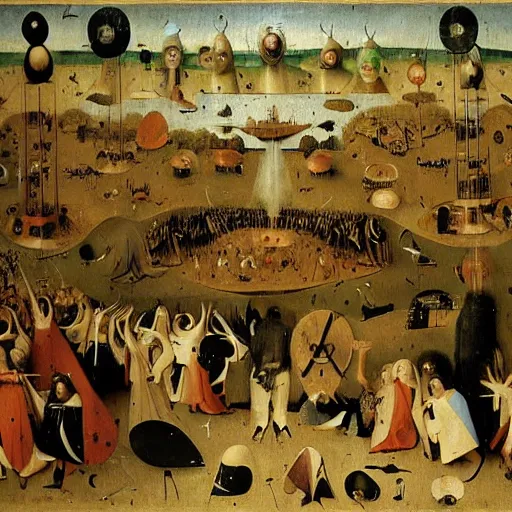Prompt: the woodstock festival, by hieronymous bosch