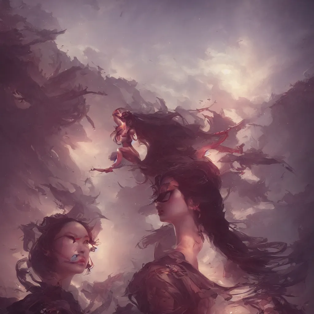 Image similar to liuyifei by peter mohrbacher and dan mumford and nekro, cgsociety, volumetric light, 3 d render