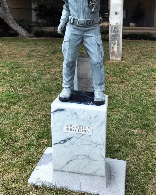 Prompt: a marble statue of hopper from stranger things in his police uniform, by cameldeath