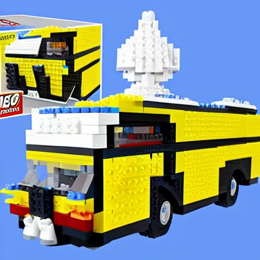 Image similar to walter white rv lego set box realstic