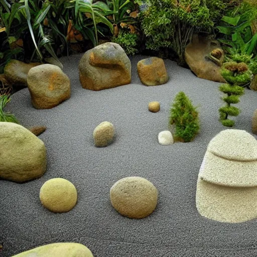 Prompt: amazing zen garden, on jupiter, odd, weird