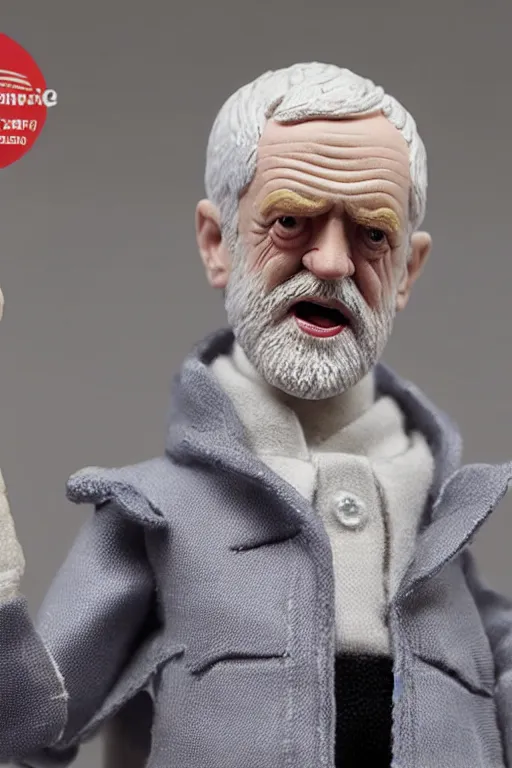 Prompt: a jeremy corbyn action figure, product photo, highly detailed, hd, 4 k