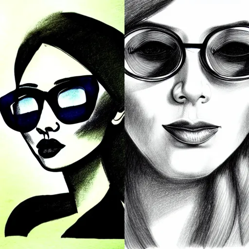 Prompt: portrait of beautiful mouse in sunglasses, studio light, realistic, ink, line drawing, sketch, fineart