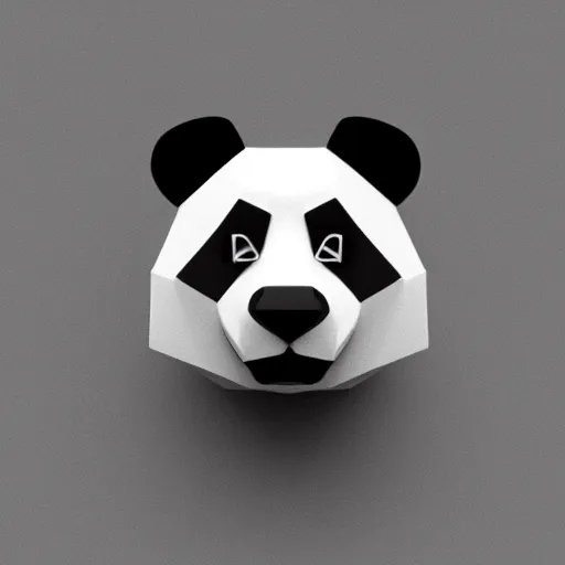 Image similar to a low poly isometric render of a panda, white background