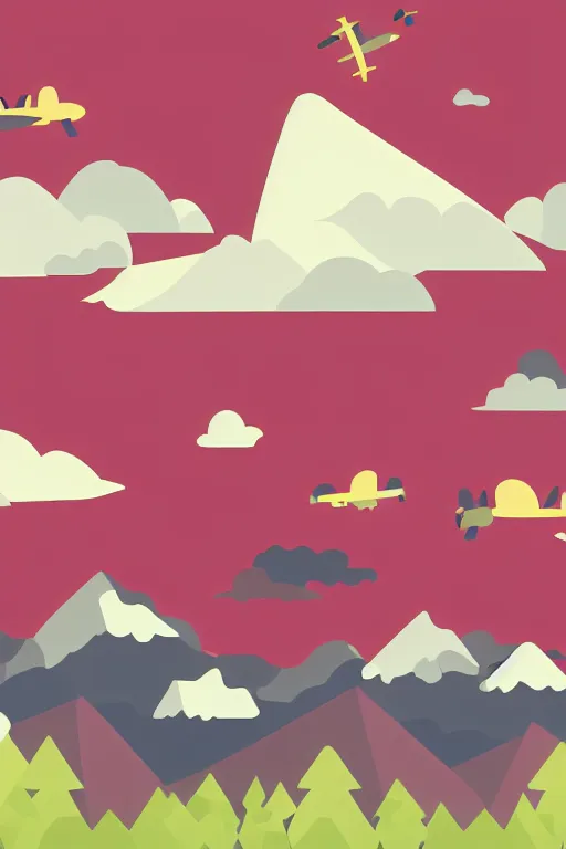 Image similar to airplane mountain flat vector illustration trending on artstation