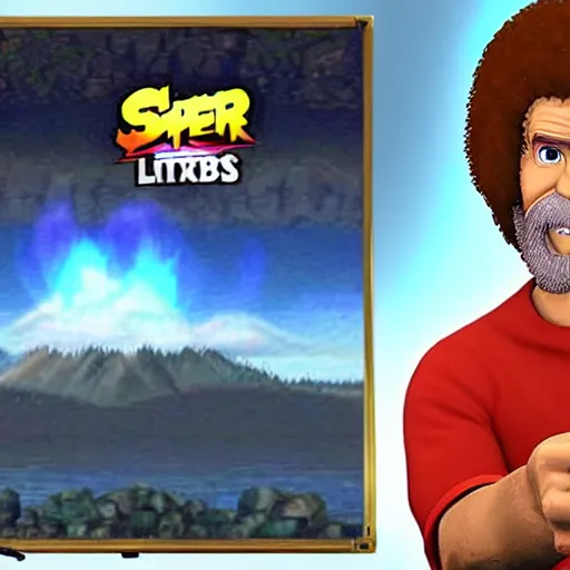 Image similar to Bob Ross character reveal for Super Smash bros ultimate