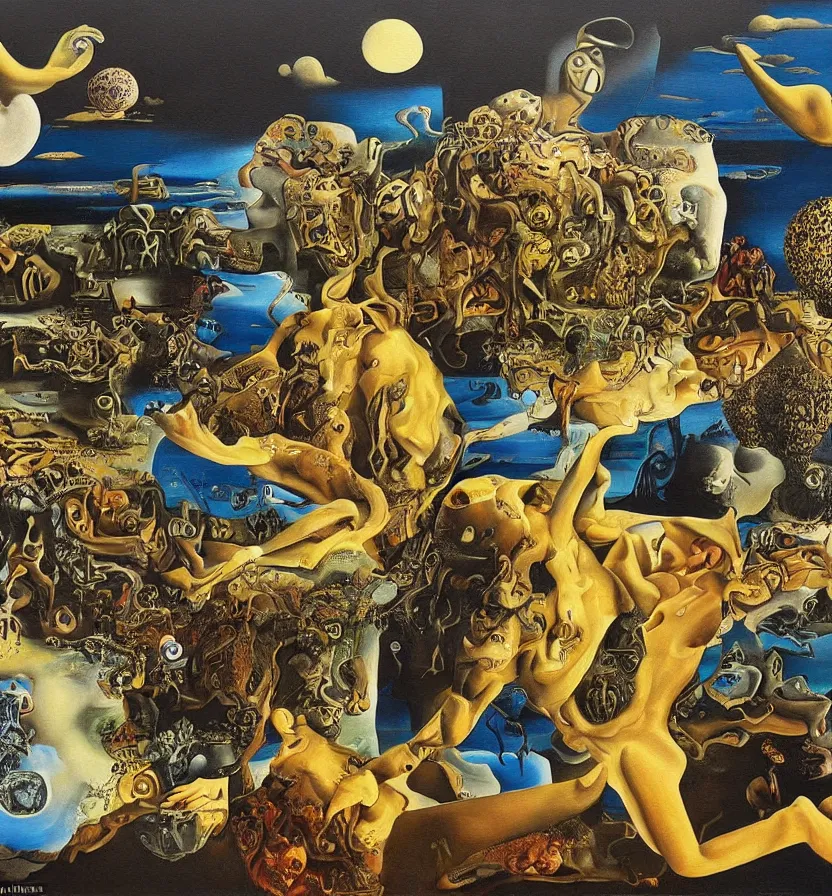 Image similar to the world between death and life, surrealistic extremely detailed painting, by damien gilley and salvador dali