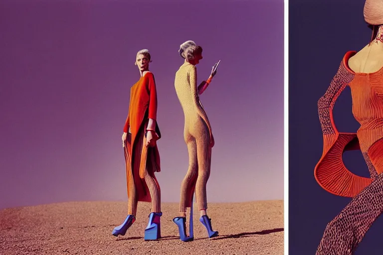 Image similar to fashion editorial photography in a world created by jean giraud moebius