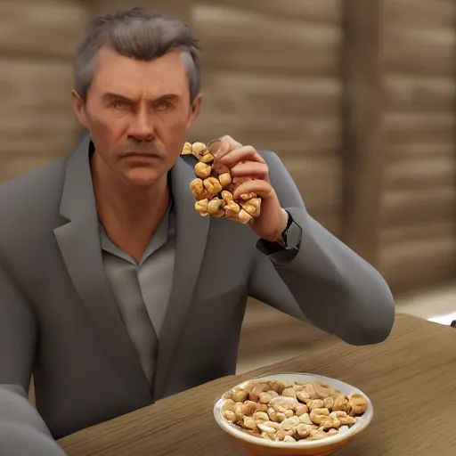 Image similar to jc denton from deus ex eats cereal at a table, liberty island, high quality, photorealistic, highly detailed face, 4 k, hd