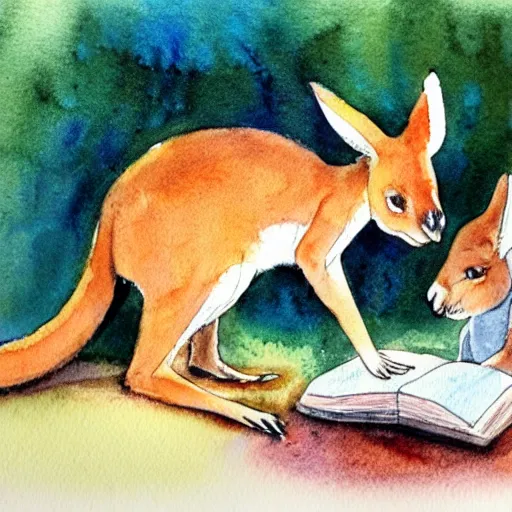 Image similar to watercolor sketch of a story book kangaroo