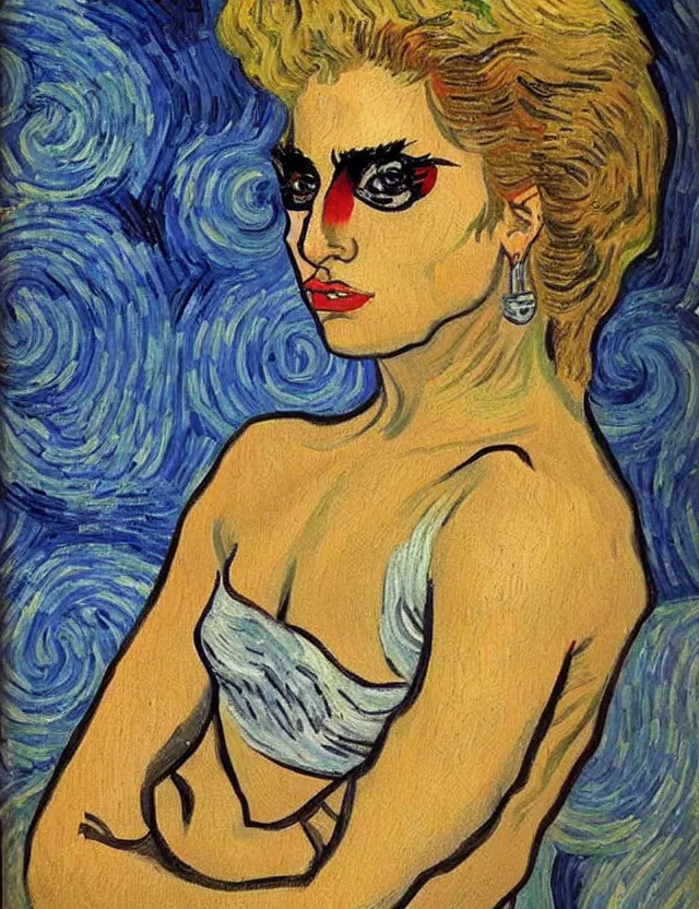 Image similar to a painting of lady gaga by vincent van gogh