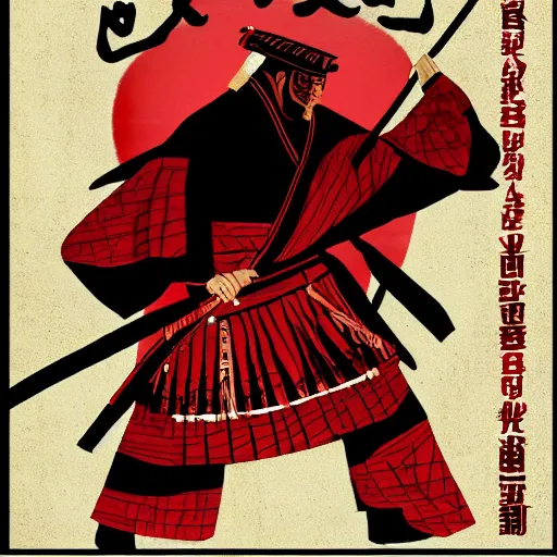 Image similar to samurai revenge film poster with red and black color scheme