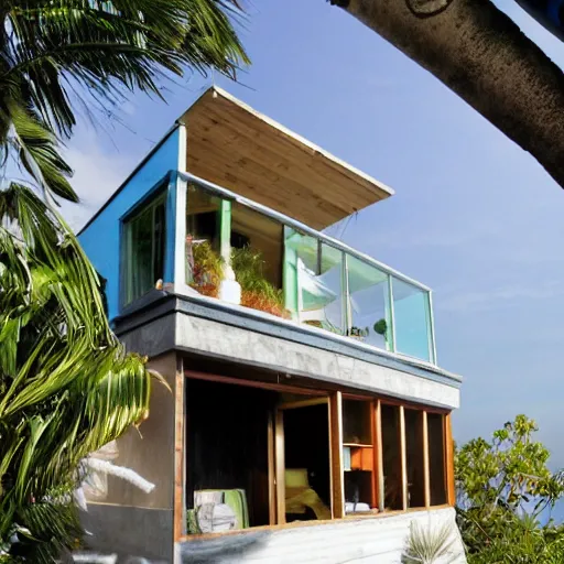 Image similar to biopunk house in beach